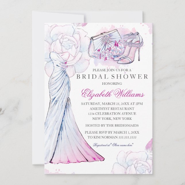 Invitation Fête des mariées de Mariage rose cristal (Devant)