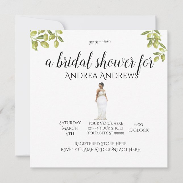 Invitation Fête des mariées de mariée noire de taille supérie (Devant)