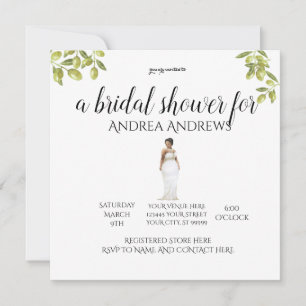 Invitation Fête des mariées de mariée noire de taille supérie