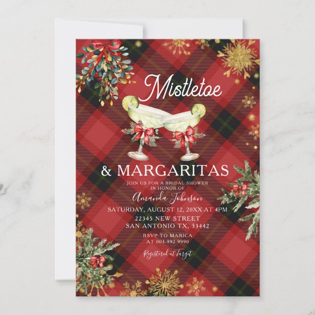 Invitation Fête des mariées de Mistletoe et Margaritas (Devant)