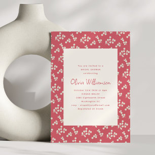 Invitation Fête des mariées de Motif de feuille botanique rou