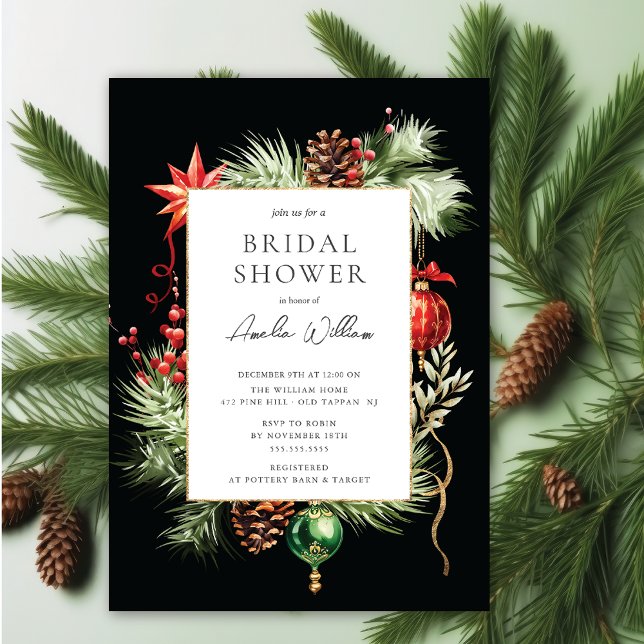 Invitation Fête des mariées de Noël aquarelle (Créateur téléchargé)