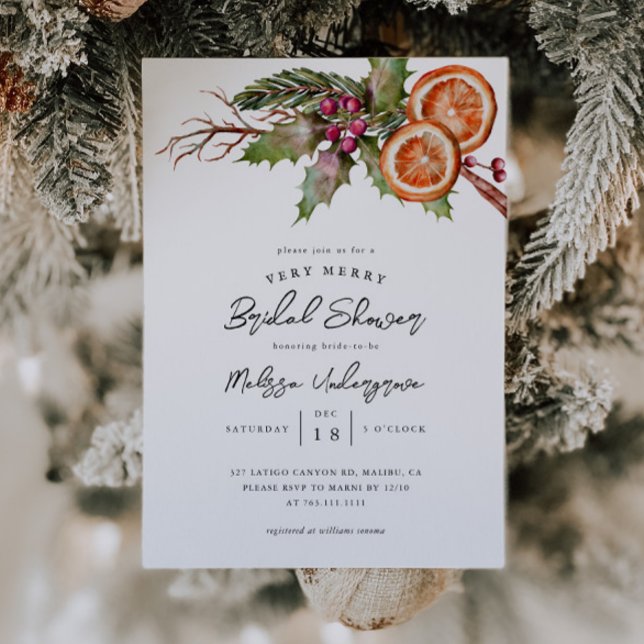 Invitation Fête des mariées de Noël | Botanique d'hiver (Créateur téléchargé)