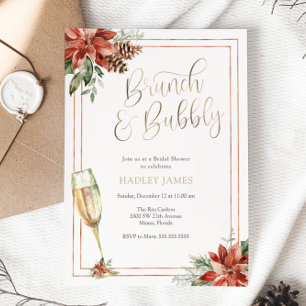 Invitation Fête des mariées de Noël Brunch et Bubbly