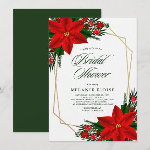 Invitation Fête des mariées de Noël Rouge Poinsettia