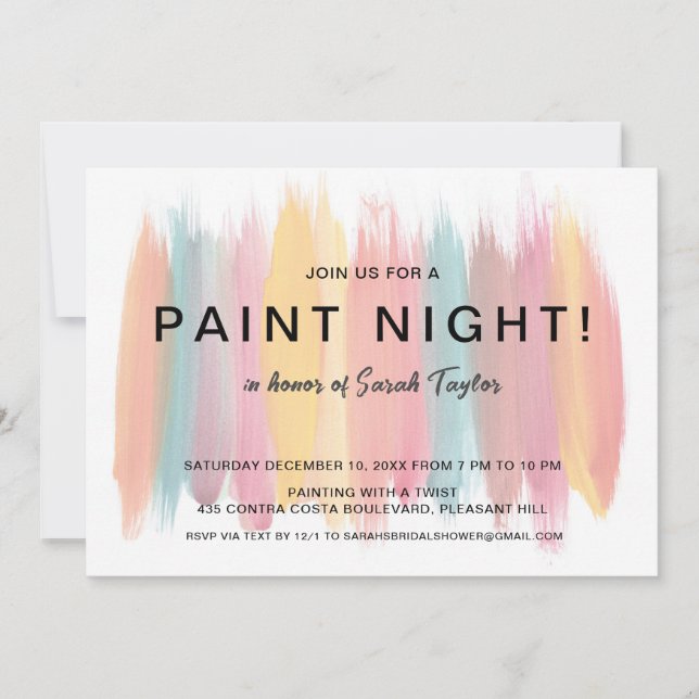 Invitation Fête des mariées de nuit Paint (Devant)