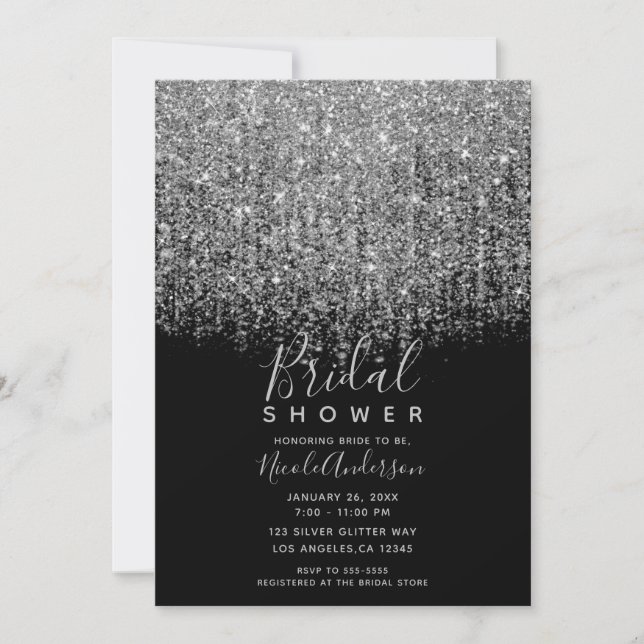 Invitation Fête des mariées de Parties scintillant argentée e (Devant)