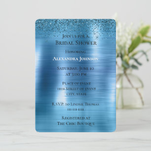 Invitation Fête des mariées de Parties scintillant Bleue Aqua