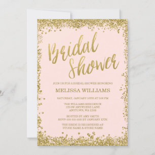 Invitation Fête des mariées de Parties scintillant Blush Pink