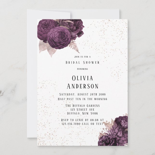 Invitation Fête des mariées de Parties scintillant de pivoine (Devant)