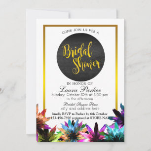 Invitation Fête des mariées de Parties scintillant en or flor