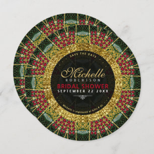 Invitation Fête des mariées de Parties scintillant en or Ruby