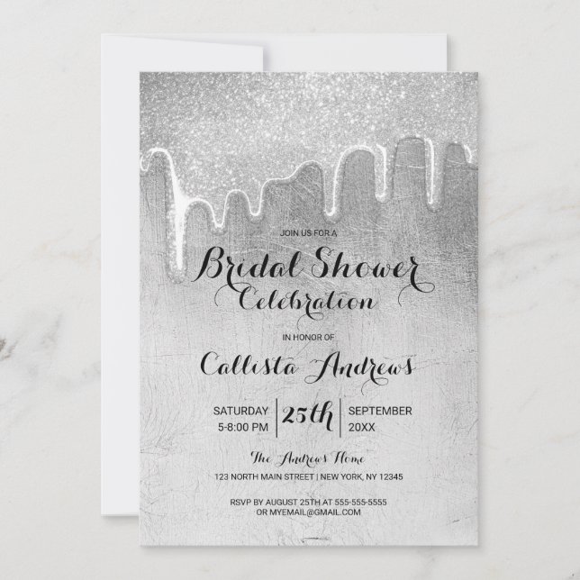 Invitation Fête des mariées de Parties scintillant épaisse et (Devant)