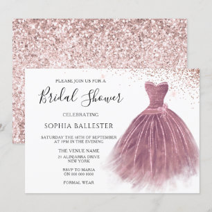 Invitation Fête des mariées de Parties scintillant rose or ro