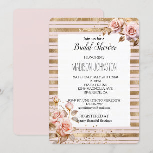 Invitation Fête des mariées de Parties scintillant Roses Rose