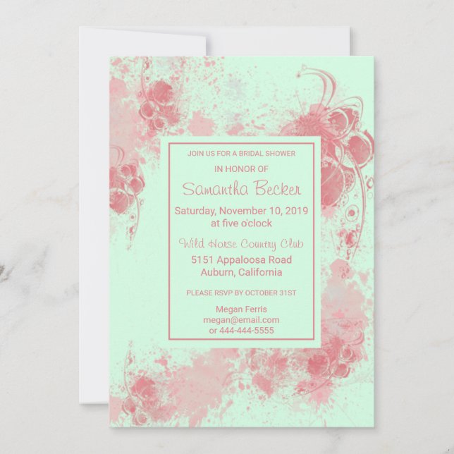Invitation Fête des mariées de peinture flou chic (Devant)