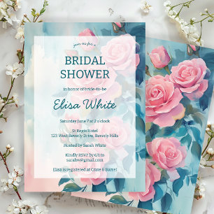 Invitation Fête des mariées de peinture rose Roses sur mesure