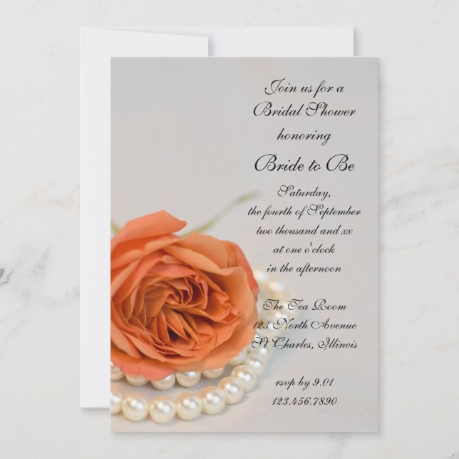 Invitation Fête des mariées de perles Rose et blanc orange (Devant)