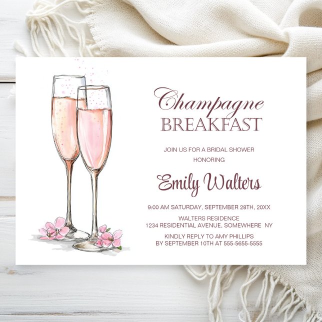 Invitation Fête des mariées de petit-déjeuner Champagne (Créateur téléchargé)
