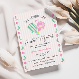 Invitation Fête des mariées de Pickleball de match parfait