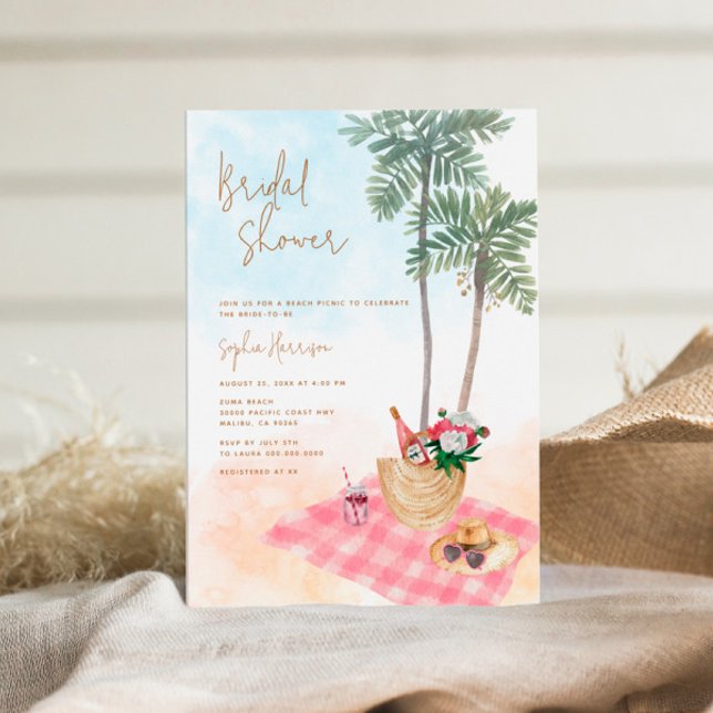 Invitation Fête des mariées de pique-nique de plage (Créateur téléchargé)