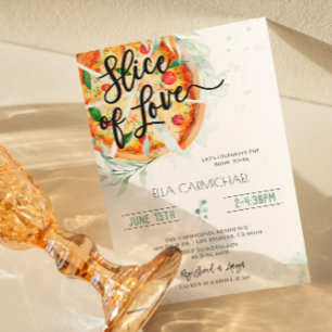 Invitation Fête des mariées de pizza tranche d'amour