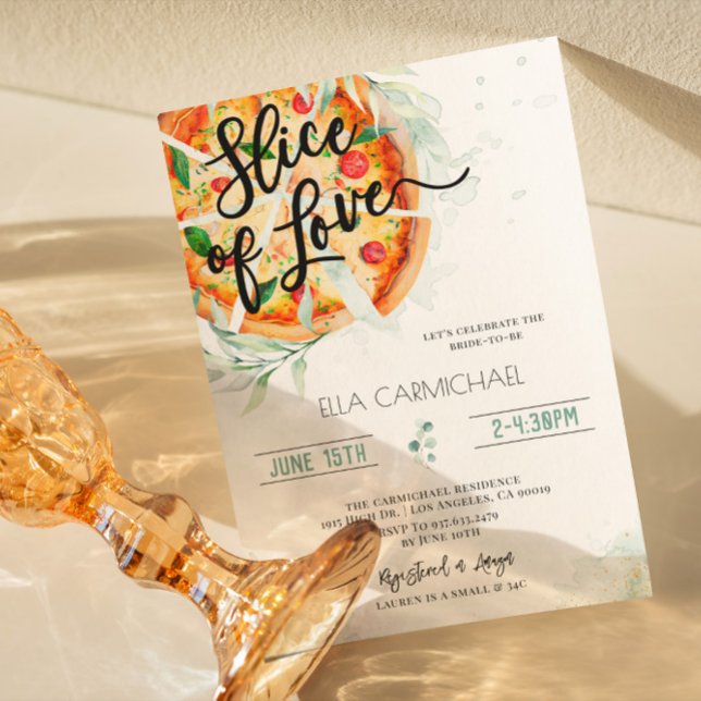 Invitation Fête des mariées de pizza tranche d'amour (Créateur téléchargé)