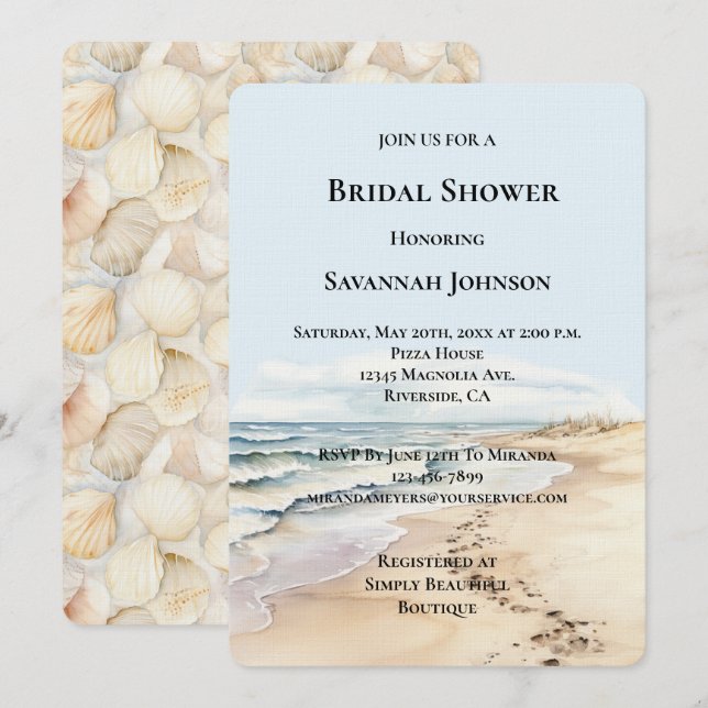 Invitation Fête des mariées de plage (Devant / Derrière)