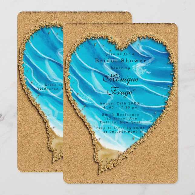 Invitation Fête des mariées de plage et de sable (Devant / Derrière)