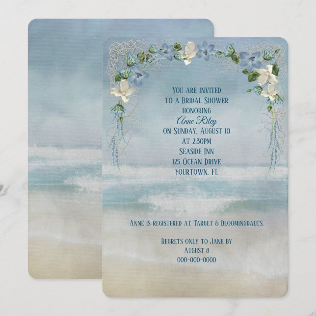Invitation Fête des mariées De Plage Nautique (Devant / Derrière)