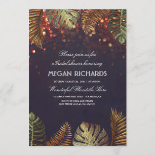 Invitation Fête des mariées de plage Palms and String Lights