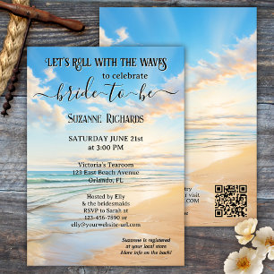 Invitation Fête des mariées de plage Retro Watercolor