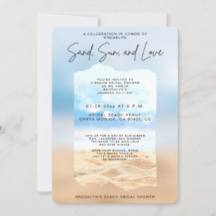 Invitation Fête des mariées De Plage Sable Soleil Et Amour