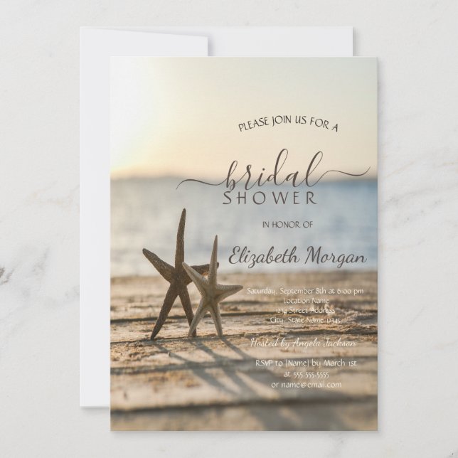 Invitation Fête des mariées de plage Sea stars (Devant)