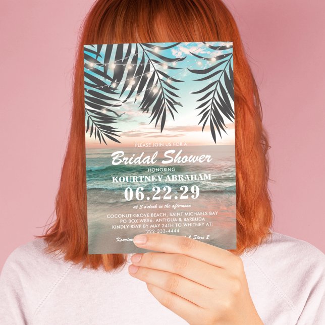 Invitation Fête des mariées de plage tropicale | Chaîne de lu (Créateur téléchargé)