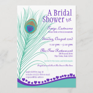 Invitation Fête des mariées de plume de Peacock Sweetheart