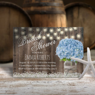 Invitation Fête des mariées de pot floral Rustique Blue Hydra