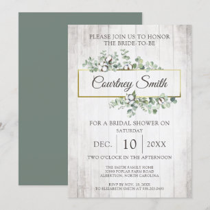 Invitation Fête des mariées de poupée de coton rustique en bo