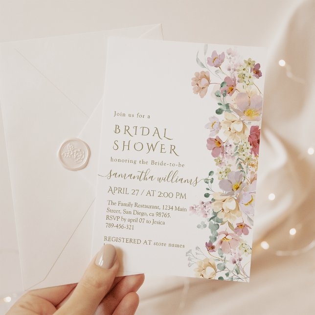 Invitation Fête des mariées de printemps Fleur sauvage d'aqua (Créateur téléchargé)