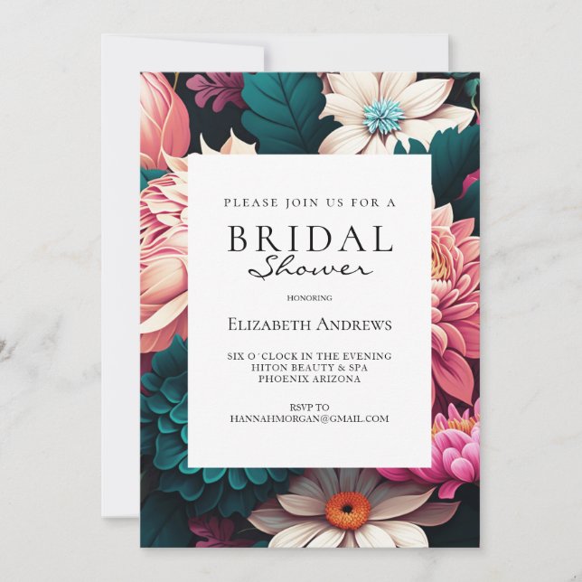 Invitation Fête des mariées de printemps florale aquarelle (Devant)