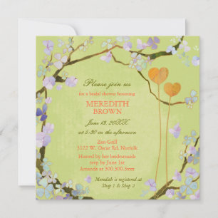 Invitation Fête des mariées de printemps poétique Deux Coeurs