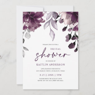 Invitation Fête des mariées de prune violette Feuillage de ve
