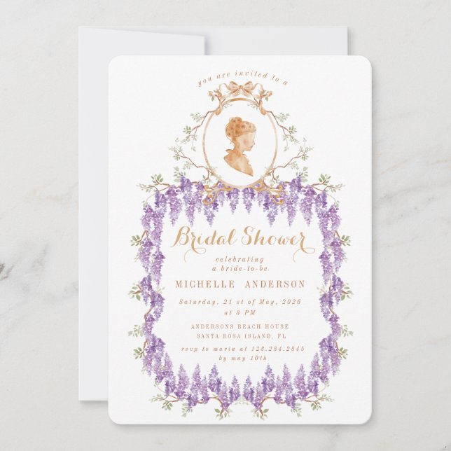 Invitation Fête des mariées de régence florale de la Wisteria (Devant)