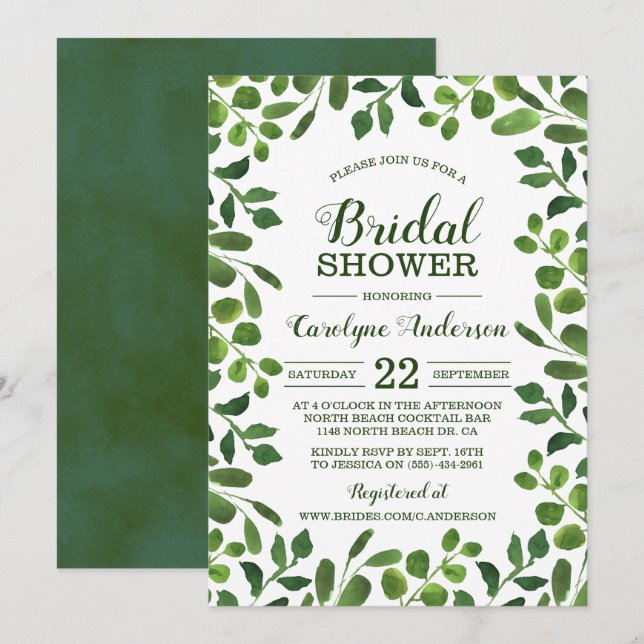 Invitation Fête des mariées de remplissage de ressort simple (Devant / Derrière)