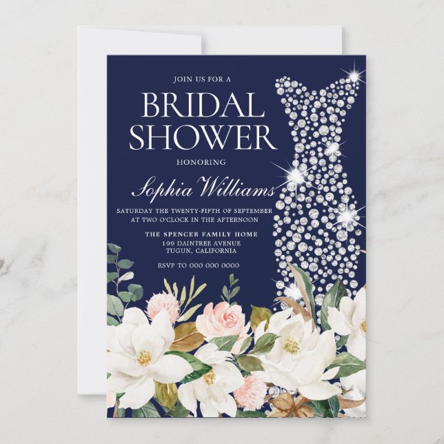 Invitation Fête des mariées de robe de Mariage blanc et blanc (Devant)