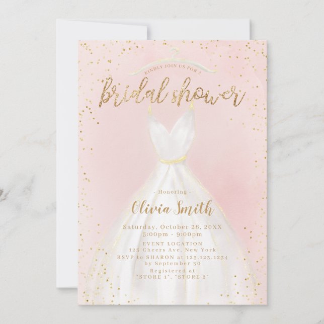 Invitation Fête des mariées De Robe De Mariage Élégante Et Vi (Devant)