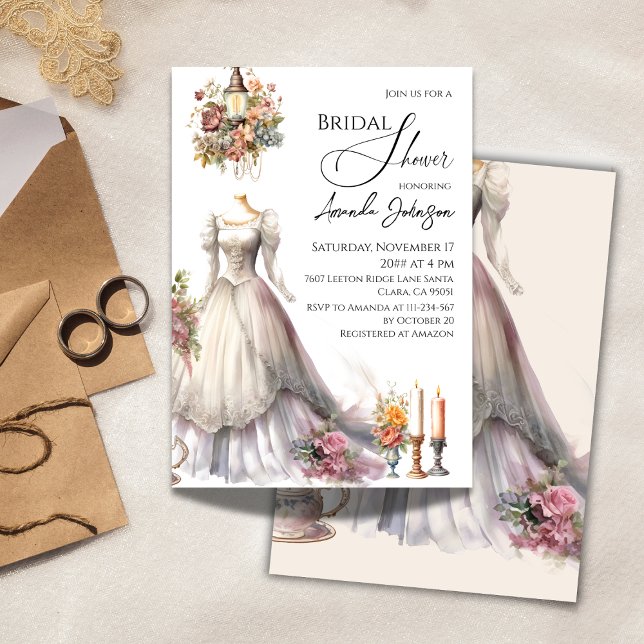 Invitation Fête des mariées de robe de Mariage victorienne (Créateur téléchargé)