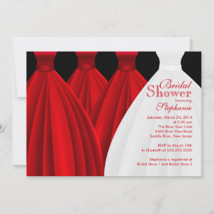 Invitation Fête des mariées de robe de mariée moderne Red Bri