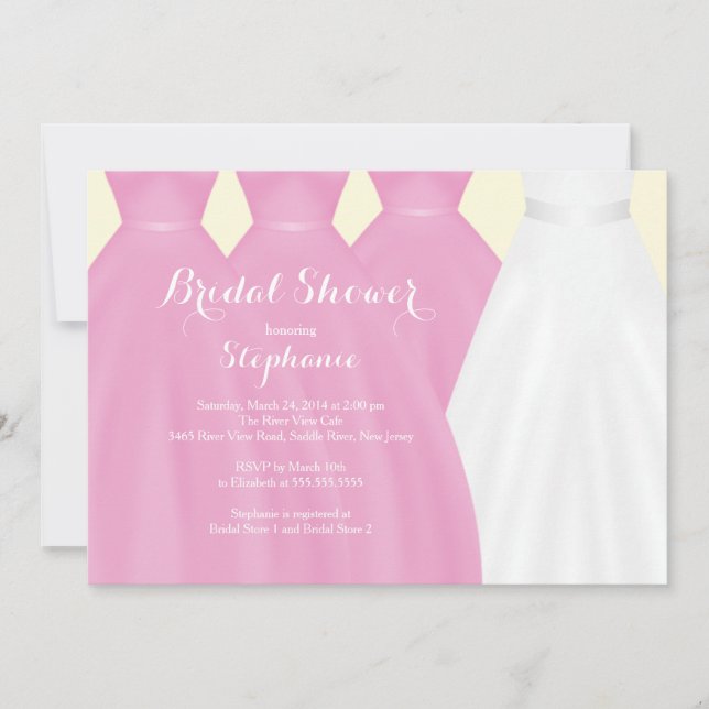 Invitation Fête des mariées de robe de mariée rose moderne (Devant)