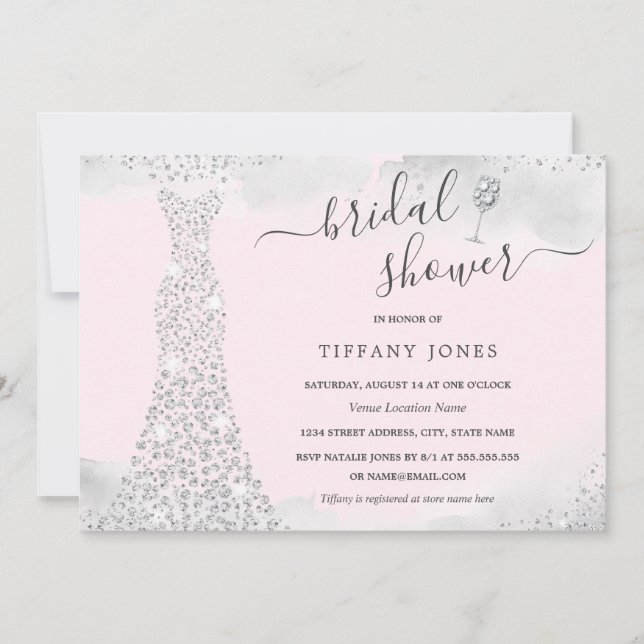 Invitation Fête des mariées de robe Diamond rose Argent (Devant)